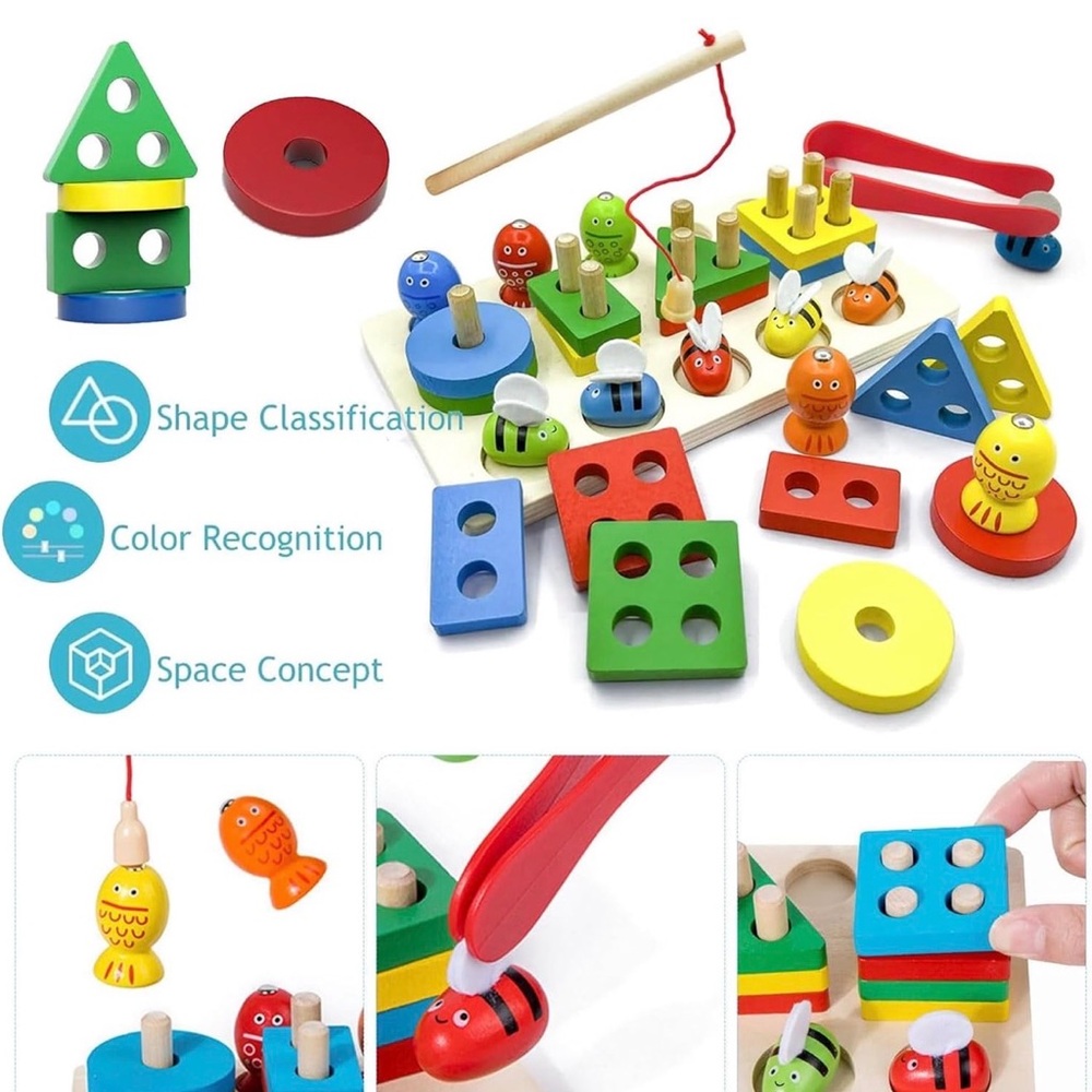 Bee Clipping Game - Colorful Wooden Toy